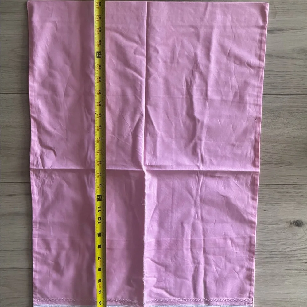 New Vintage Pink Cotton Sheet and Pillowcase Set Crochet Lace Cottagecore twin